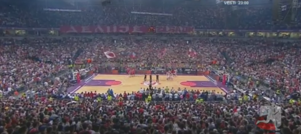 Atmosfera INCREDIBILA in meciul Steaua Rosie - TSKA Moscova din Euroliga! Zgomotul incredibil facut de 25 000 de oameni
