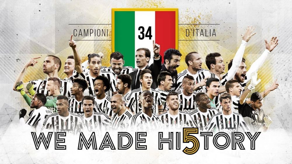 Juventus scrie istorie in Italia: torinezii, campioni pentru a cincea oara la rand in Serie A, dupa ce Napoli a pierdut la Roma