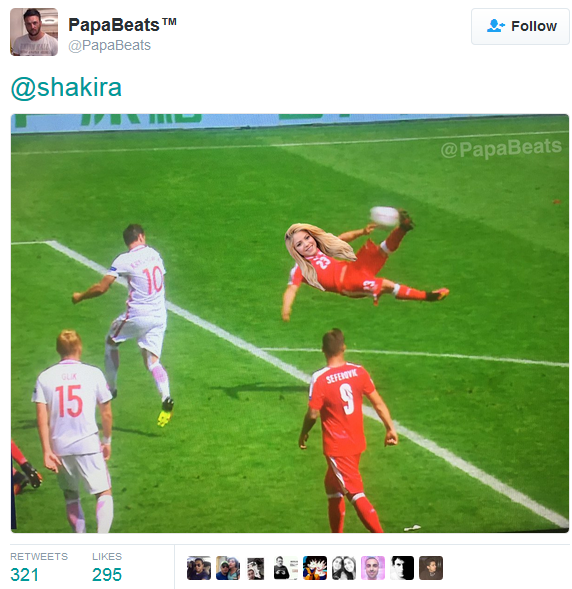Shakira a starnit un val de ironii pe Twitter pentru o gluma... asa si-asa, dupa golul marcat de Shaqiri :) VIDEO_5