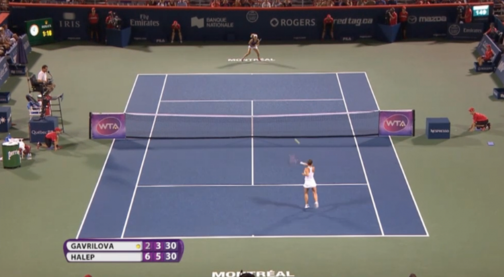 Simona Halep candideaza pentru lovitura lunii in circuitul WTA: punct superb castigat impotriva Gavrilovei, la Montreal. VIDEO