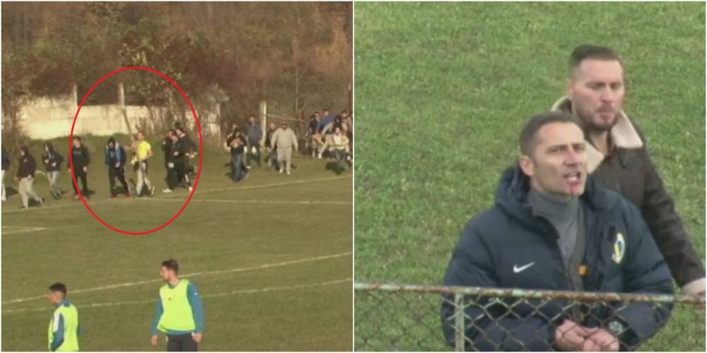 Scene incredibile la meciul Petrolului din liga a patra: suporterii au navalit pe teren cu un PAR cat un bustean, directorul sportiv s-a ales cu buza sparta_10