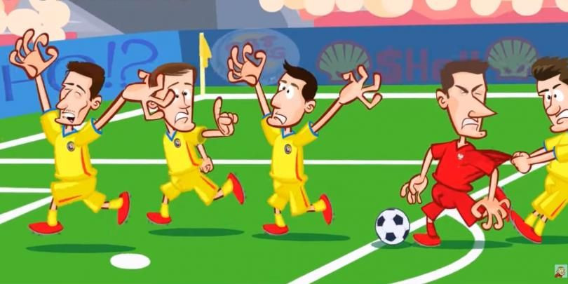 Romania - Polonia, un meci de desene animate. Cum a fost parodiata infrangerea nationalei pe National Arena. VIDEO