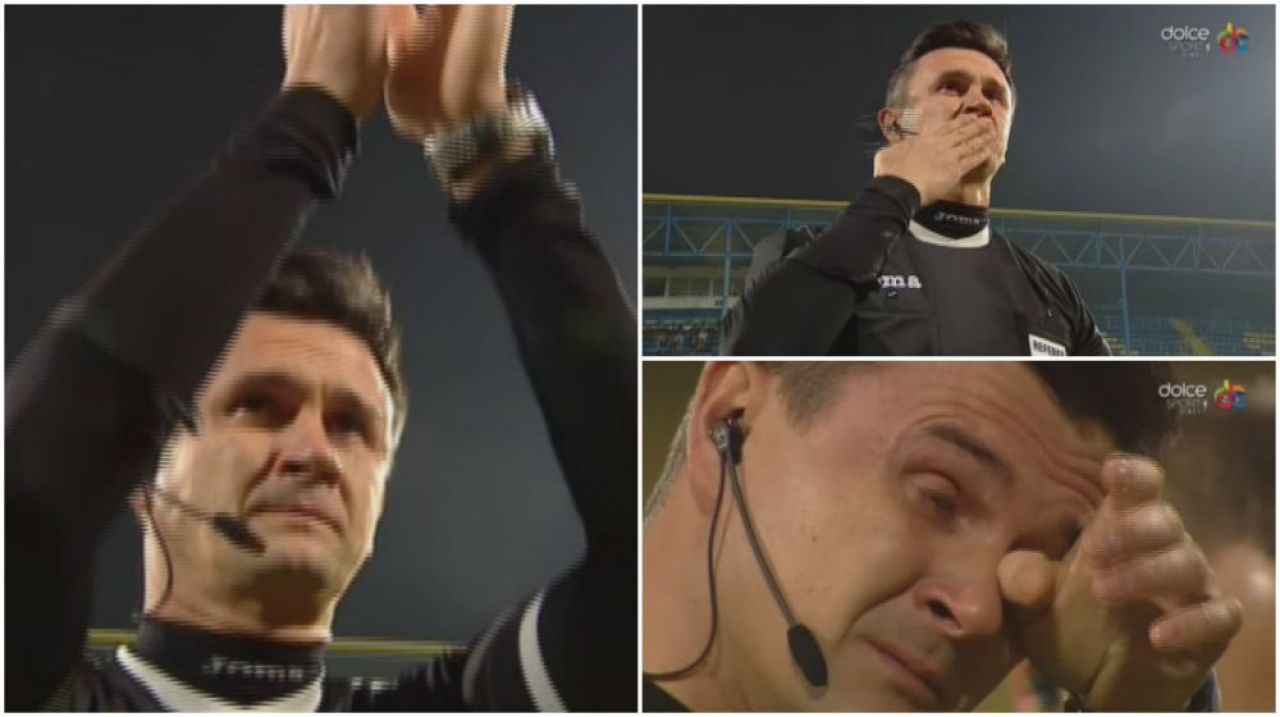 Prima data cand un arbitru primeste cadouri pe teren :) Cristi Balaj nu si-a putut stapani lacrimile inaintea ultimului sau meci_9