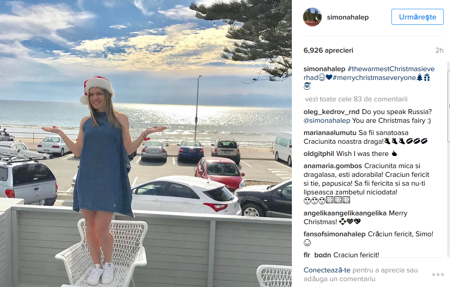 Simona Halep e in filmul ei: 30 de grade, ocean si Mos Craciun pe o placa de surf :) Imaginea zilei_2
