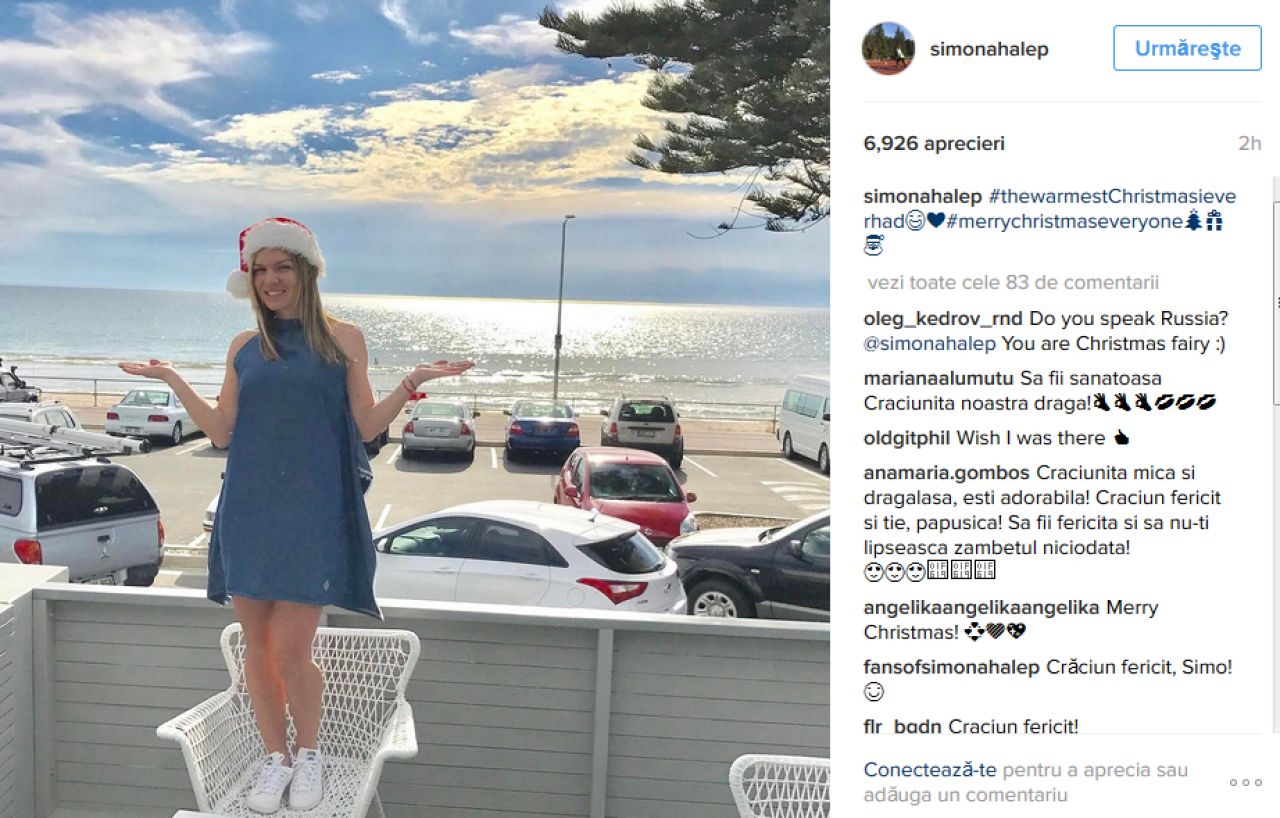 Simona Halep e in filmul ei: 30 de grade, ocean si Mos Craciun pe o placa de surf :) Imaginea zilei_2