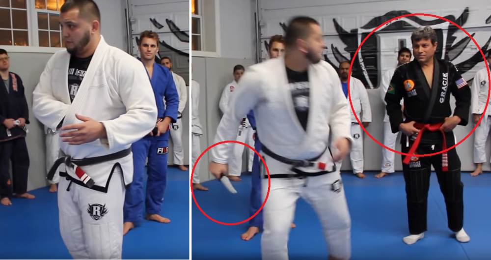 Isi surprinde senseiul cu un atac cu cutitul! Ce se intampla in urmatoarea secunda e genial :)) VIDEO