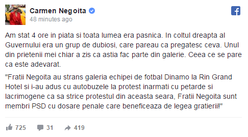 Fosta sotie a lui Ionut Negoita a redat pe Facebook un mesaj acuzator: 