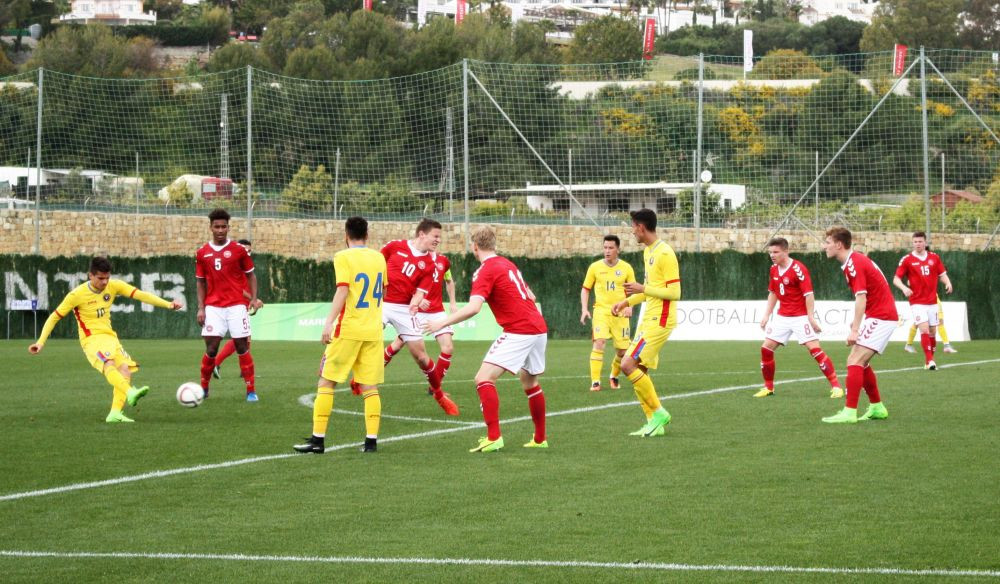 Dupa umilinta cu Rusia, nationala U21 a Romaniei, cu Ianis Hagi in teren, a pierdut azi si cu Danemarca