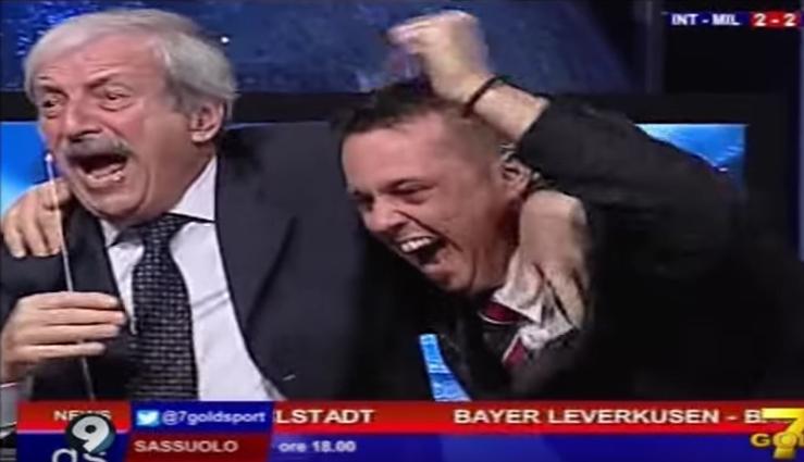 VIDEO: Comentatorul nebun din Italia s-a bucurat ca Gigi Becali dupa golul lui Milan din minutul 97: Miau, miau, bau! :))