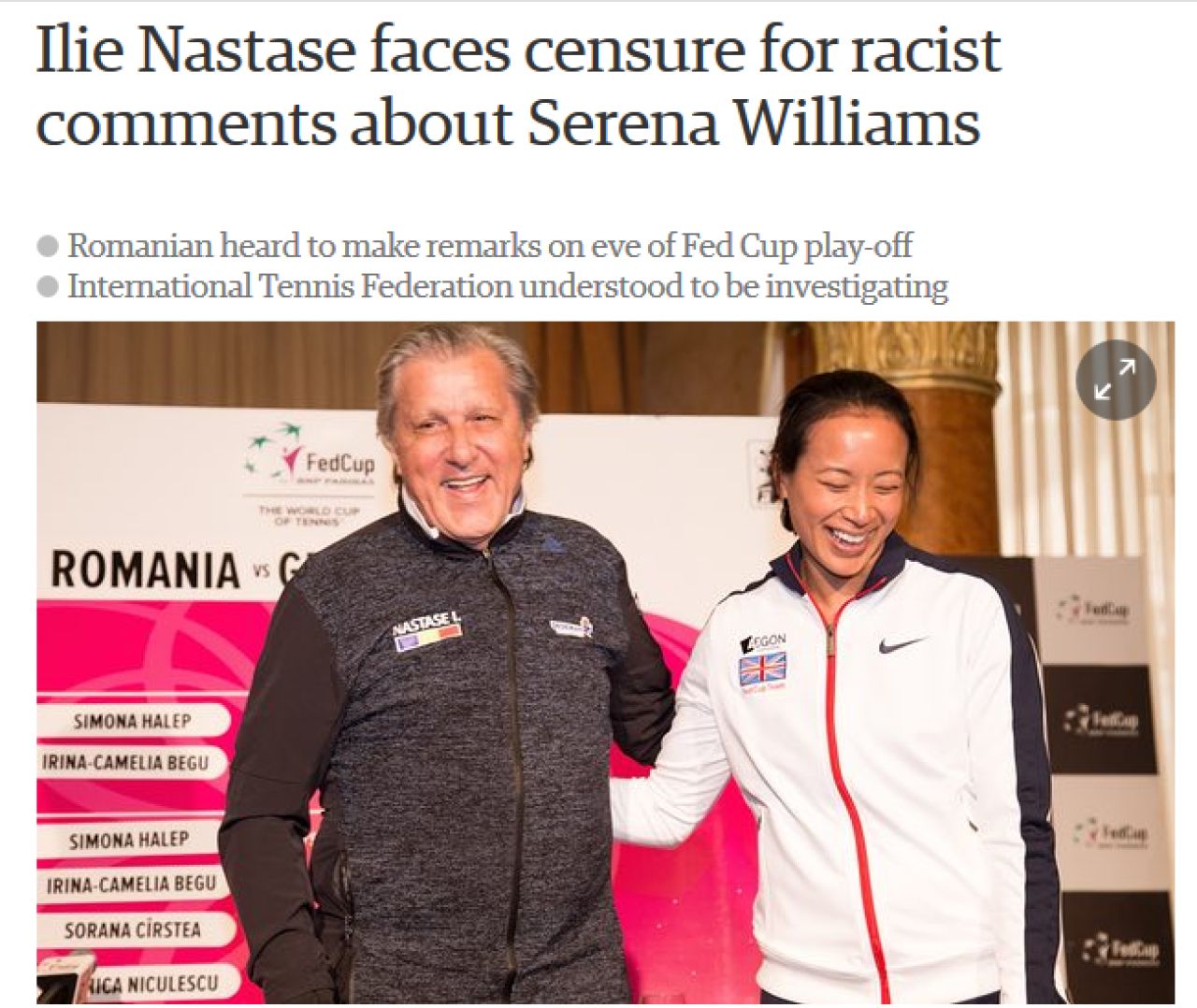 UPDATE | Prima reactie a lui Ilie Nastase, dupa ce ITF a deschis o ancheta impotriva lui, iar jurnalistii britanici l-au acuzat ca a