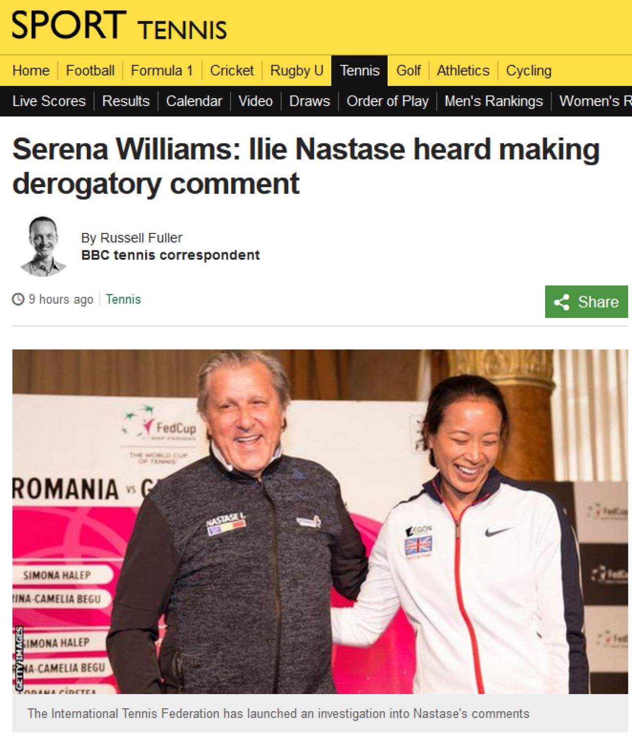 UPDATE | Prima reactie a lui Ilie Nastase, dupa ce ITF a deschis o ancheta impotriva lui, iar jurnalistii britanici l-au acuzat ca a
