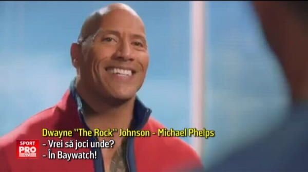 VIDEO Asta nu e piscina de copii de la Rio! Phelps a dat probe pentru Baywatch! Cum l-a chinuit The Rock