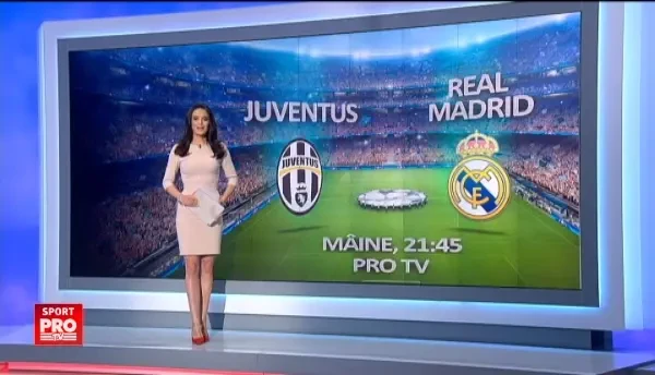Cu cine tine Andreea Esca la finala Champions League :) Juve - Real Madrid, sambata, 21:45, la ProTV