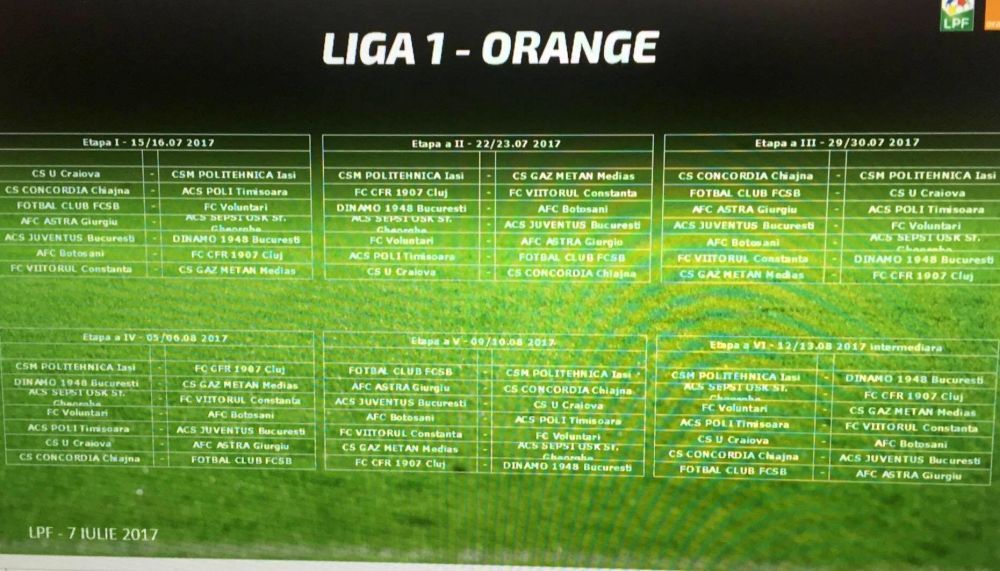 S-a tras programul Ligii I: Steaua - Voluntari, Juventus - Dinamo, in prima etapa. Cand se joaca
