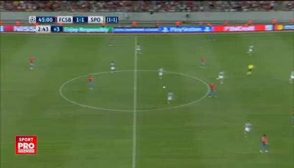 Repriza se incheie cu centrarea lui Enache. :)