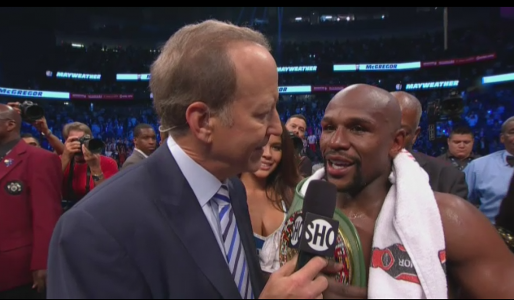 Reactia lui Mayweather dupa ce l-a facut KO pe McGregor. Ce mesaj a avut pentru irlandezii veniti la meci