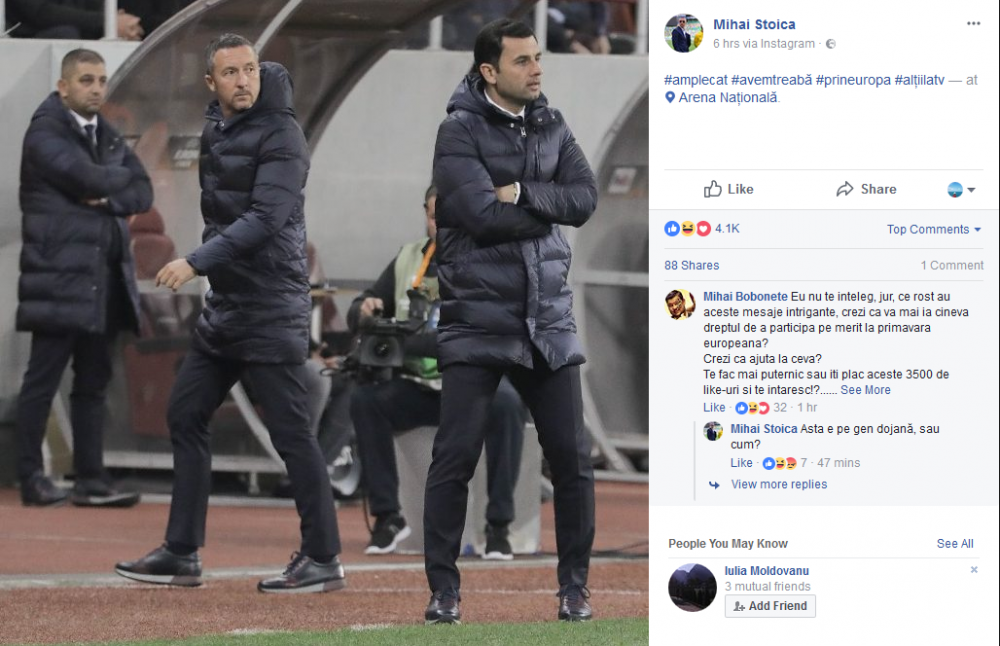 Schimb de replici intre Bobonete si MM Stoica pe facebook: Asta e dojana, sau cum? Ce mesaj i-a transmis actorul din Las Fierbinti
