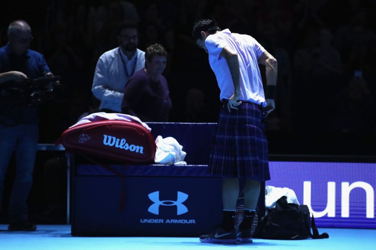 Imagini FABULOASE cu Federer! A jucat tenis contra lui Murray intr-un kilt