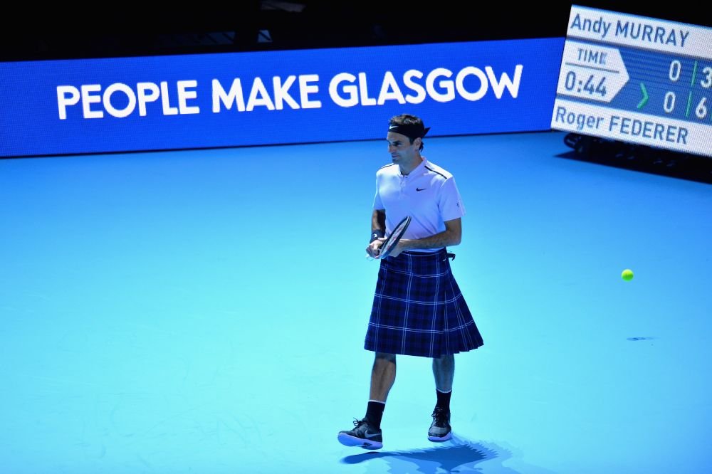 Imagini FABULOASE cu Federer! A jucat tenis contra lui Murray intr-un kilt 