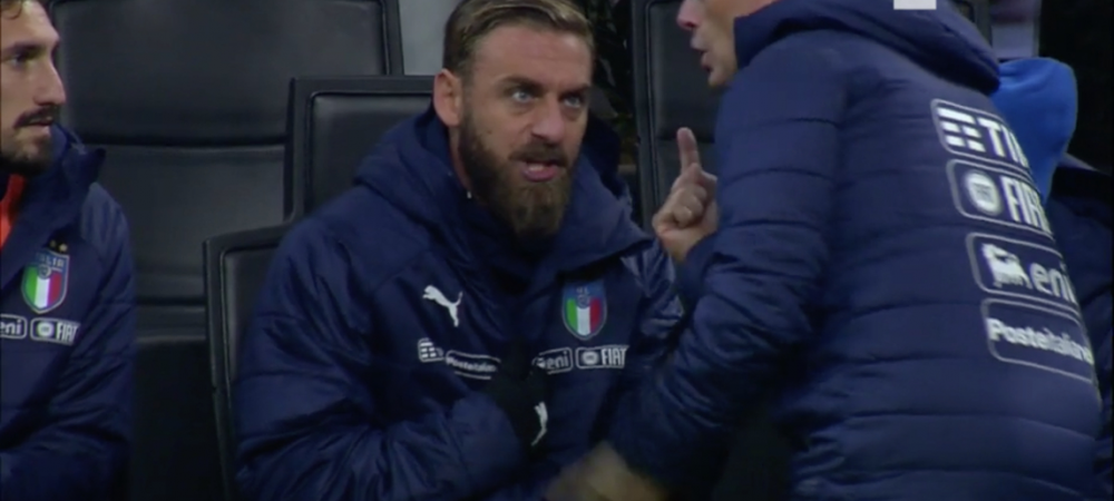 VIDEO INCREDIBIL | De Rossi a innebunit pe banca la meciul cu Suedia: De ce dracu vrei sa ma bagi pe mine? Dupa ratarea calificarii la Mondial si-a anuntat retragerea de la nationala