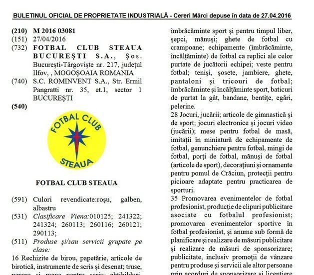 Lovitura de ultima ora pentru Becali in razboiul cu CSA Steaua! Marca pe care a inscris-o la OSIM a fost RESPINSA! Cum arata sigla