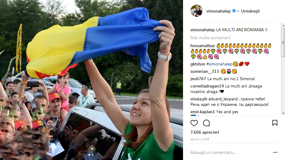 Halep tine steagul SUS: "La multi ani, Romania!" FOTO: Dupa teatru, Simona a mers aseara la Opera din Bucuresti