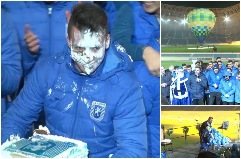 Distractie pe cinste la CSU Craiova: Mos Craciun a venit cu balonul de aer pe stadionul de milioane al oltenilor! Iata cum arata sarbatoritul zilei dupa ce a primit tortul_8