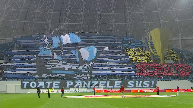 TOATE PANZELE SUS | Atmosfera incendiara pe noul stadion al Craiovei! Oltenii au facut coregrafie 3D la meciul cu Dinamo
