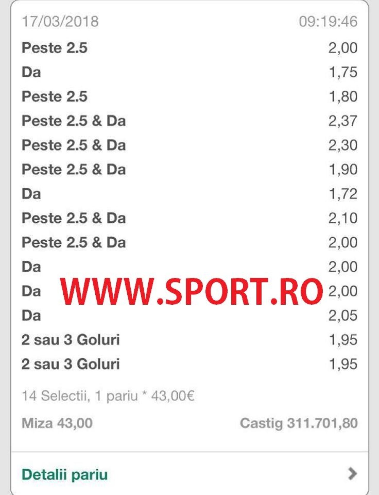 BILETUL SECOLULUI la pariuri: un roman a pus 43 de euro si a castigat peste 300.000 de euro! Pe ce meciuri a mizat. FOTO_2
