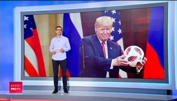 Cei mai puternici oameni din lume s-au jucat cu mingea Mondialului. Putin i-a facut-o cadou lui Trump!