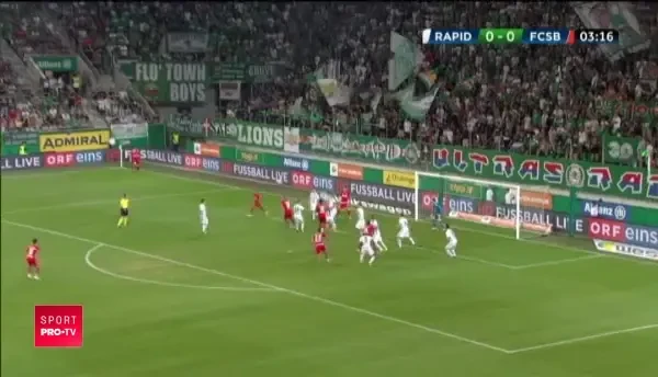 Rapid Viena deschide scorul in minutul 4 cu FCSB