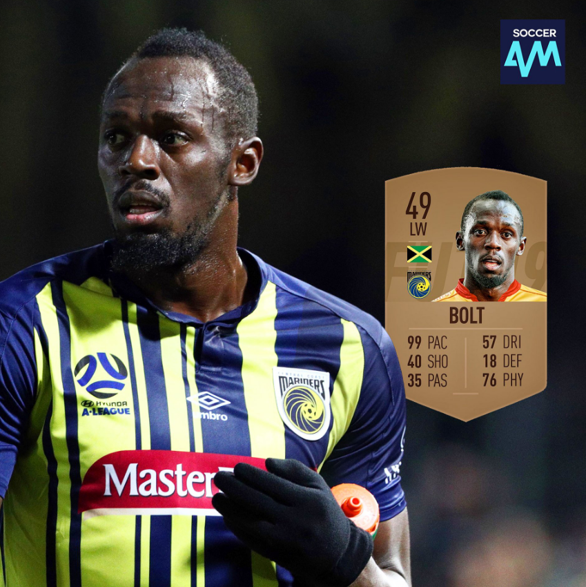 Prima imagine cu RATING-ul lui Usain Bolt in FIFA 19. Va fi primul jucator din istoria FIFA cu 99 viteza, dar totalul este dezamagitor