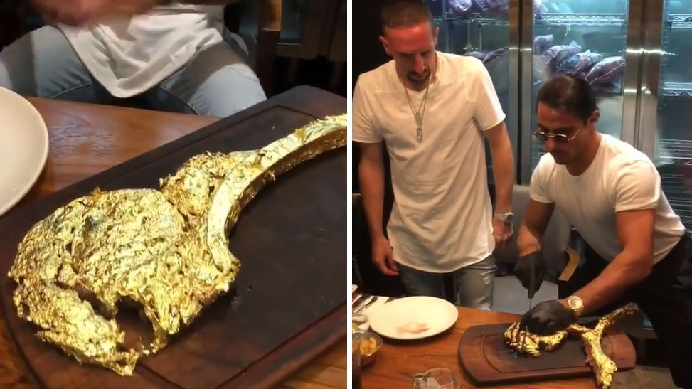 Cati bani a dat Ribery pe FRIPTURA DE AUR a celebrului Salt Bae, la Dubai! Mitrita si Baluta au fost si ei de Revelion la restaurant: VIDEO