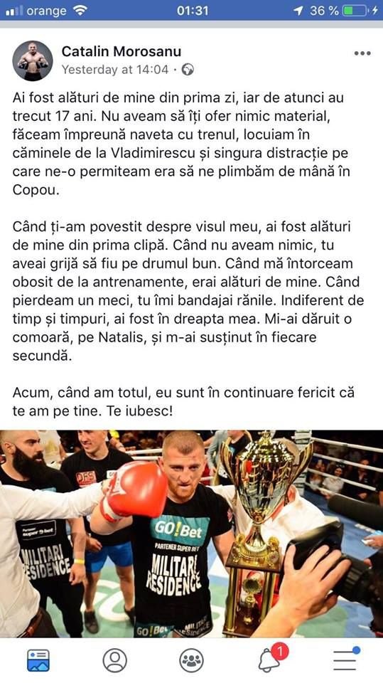 Meciul cu Ghita trece pe plan secund. Morosanu, mesaj emotionant: 