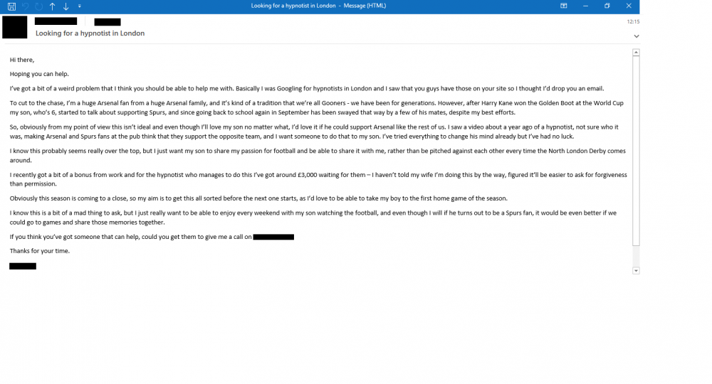 Te lepezi de Tottenham? :)) Un tata vrea sa isi hipnotizeze fiul pentru a-si schimba echipa favorita! Plateste o suma uriasa!