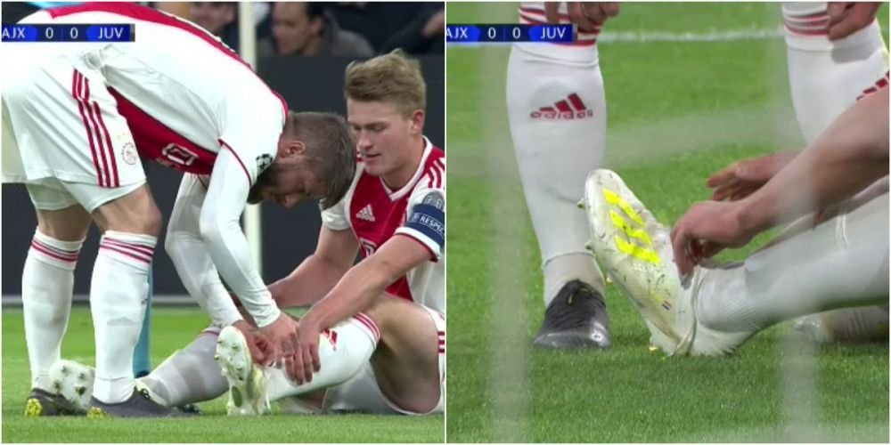 Imaginea serii in Champions League. Cel mai batran jucator al lui Ajax ii leaga sireturile celui mai tanar de pe teren. FOTO_9