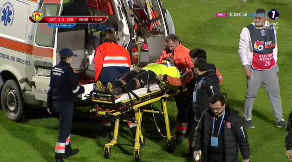 ASTRA - CFR CLUJ 2-2 | Momente teribile la Giurgiu! Omrani s-a prabusit pe gazon, ambulanta l-a dus de urgenta la spital! Ce a patit
