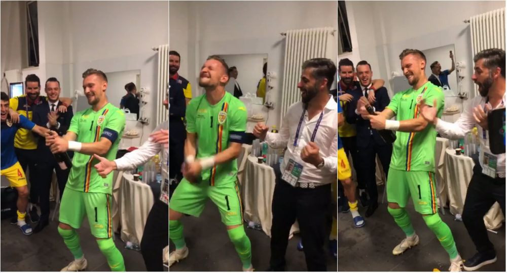 ROMANIA LA EURO U21 | Sa curga sampania! Jucatorii au declansat fiesta in vestiar dupa calificarea in semifinalele EURO si la JO! Capitanul Radu, maestrul de ceremonii