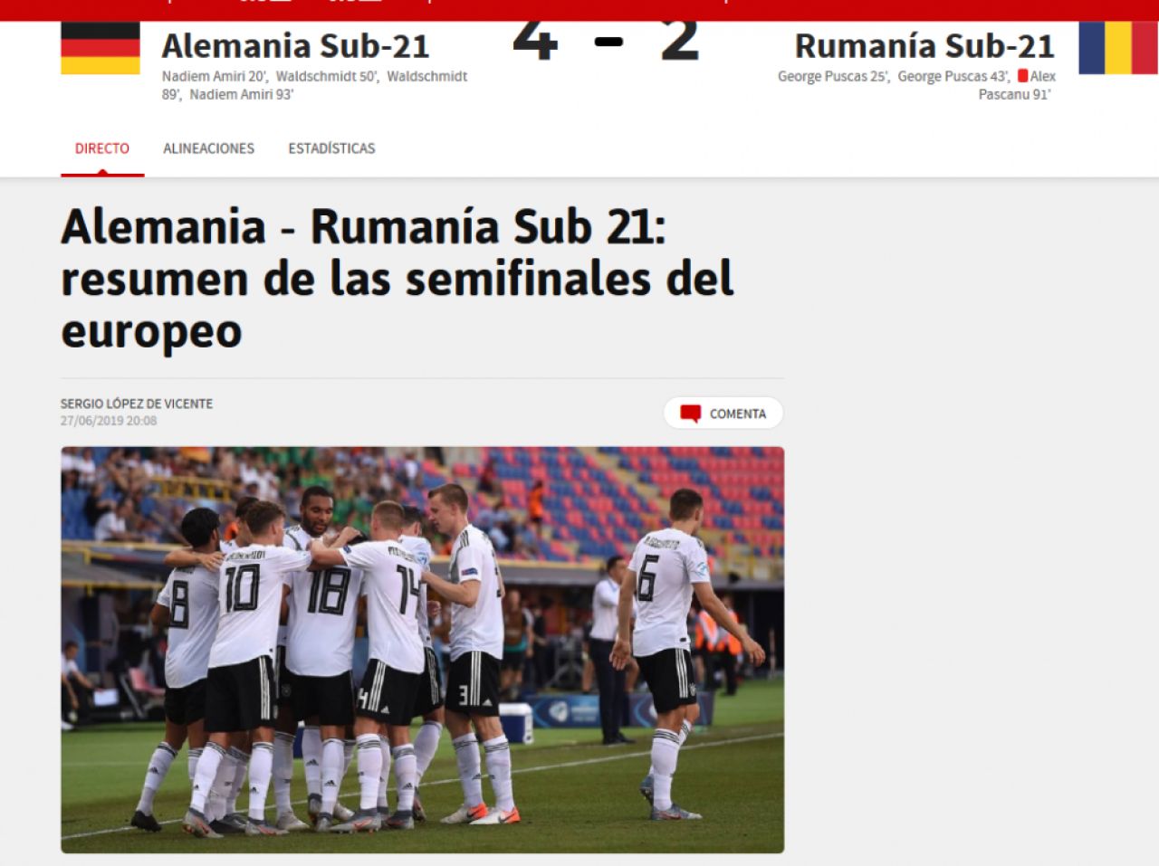 ROMANIA - GERMANIA 2-4: