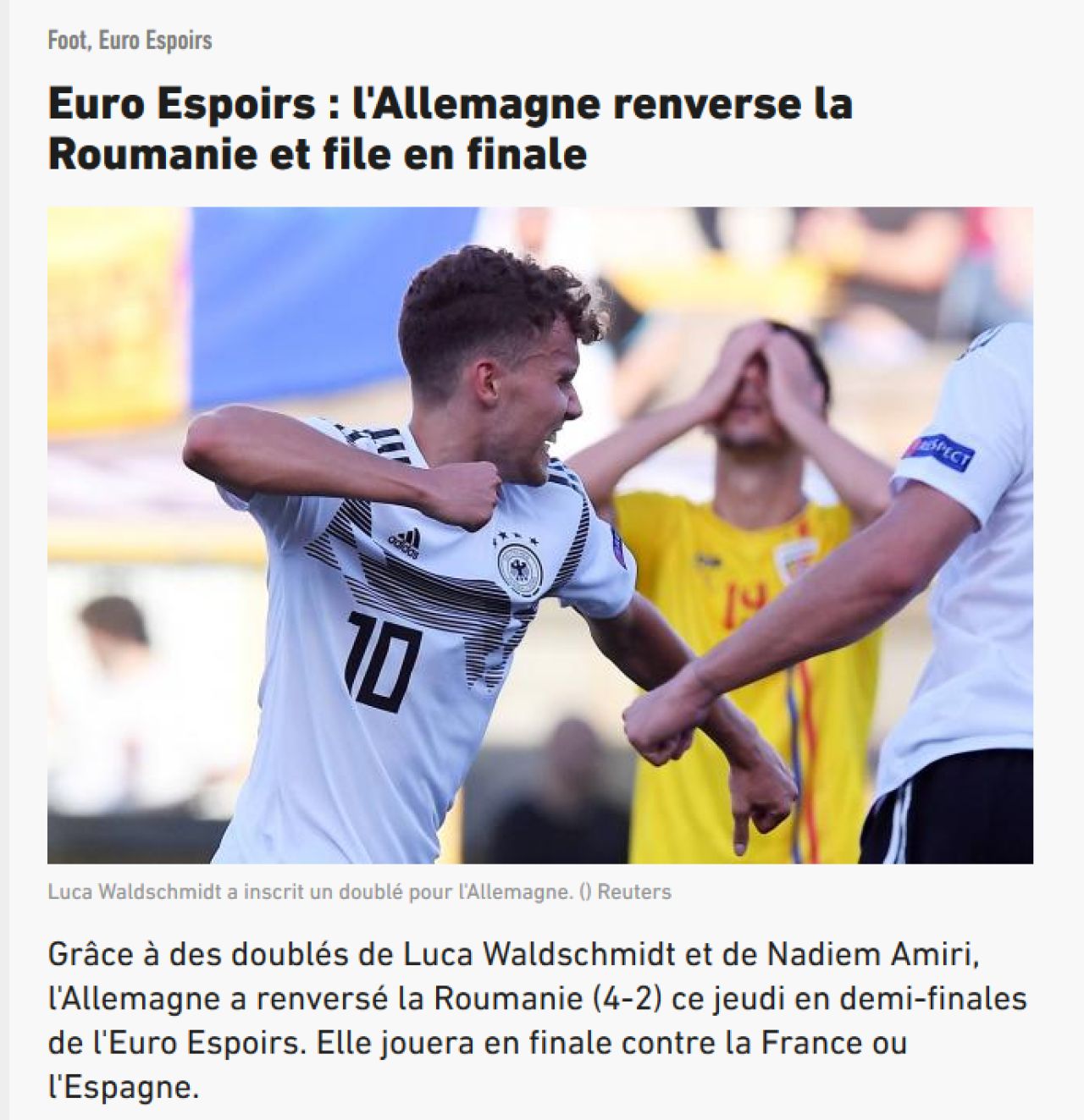 ROMANIA - GERMANIA 2-4: