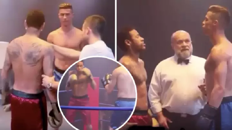 Cristiano Ronaldo si Neymar, meci de box in ring! Si-au pus manusile in maine si au intrat ca doi cocosi! VIDEO