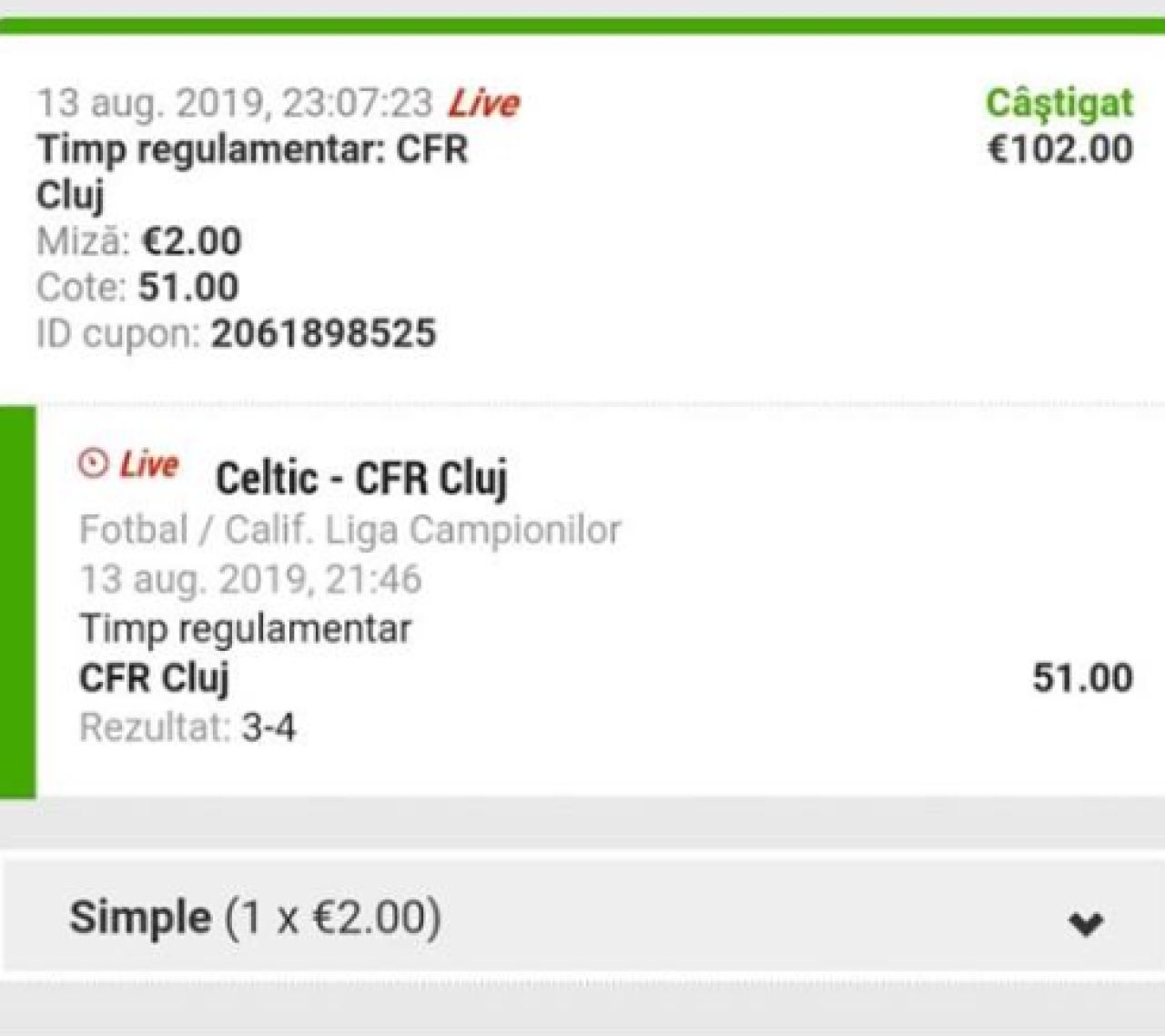 CELTIC - CFR CLUJ 3-4 | Cati bani a castigat un roman care a pariat la 2-1 ca CFR castiga la Glasgow! Repriza a doua a fost de infarct! FOTO_1