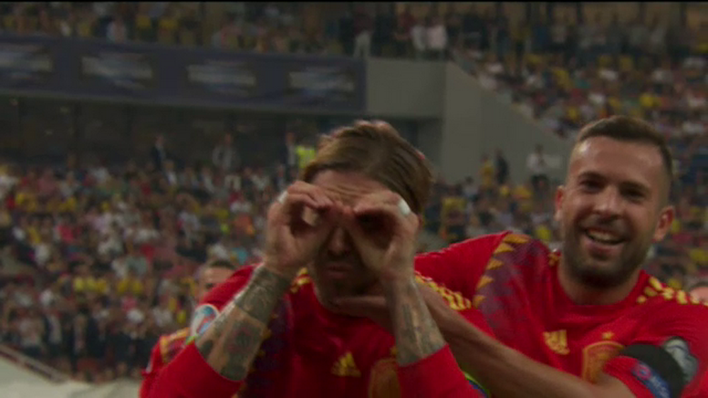 ROMANIA - SPANIA: National Arena a ERUPT la adresa lui Sergio Ramos! Ce gest a facut dupa ce a dat gol. VIDEO