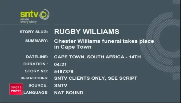 Chester Williams, omul care a facut-o campioana pe Timisoara la rugby, inmormantat la Cape Town. VIDEO