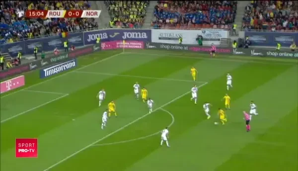 ROMANIA - NORVEGIA: Stanciu, aproape de gol! Mingea se opreste in bratele portarului norvegian
