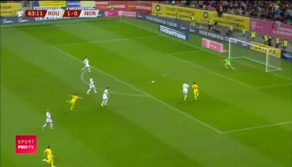 ROMANIA - NORVEGIA: O noua ocazie pentru Romania, dupa un corner batut de Mitrita!