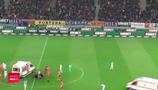 Scene SOCANTE pe National Arena! Perovic, accidentare horror! Jucatorii au inceput sa urle, doua ambulante au intrat de urgenta pe gazon