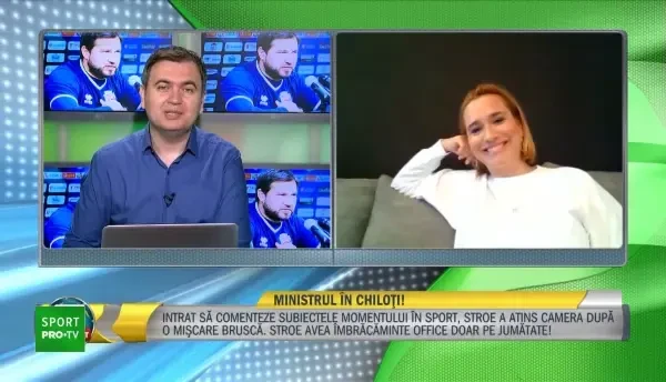 Eu m-am imbracat, nu vreau sa iau spuma :) Andreea Esca reactioneaza dupa ce Ionut Stroe a aparut in pantaloni scurti IN DIRECT! Ce spune prezentatoarea de la PRO TV
