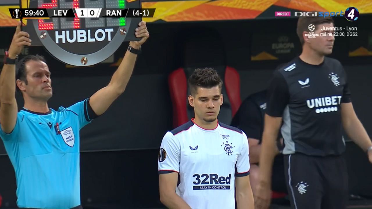 Leverkusen 1-0 Rangers | Ianis Hagi si Rangers, OUT din Europa League dupa 4-1 la general cu Leverkusen! Mijlocasul roman a primit doar 30 de minute _3