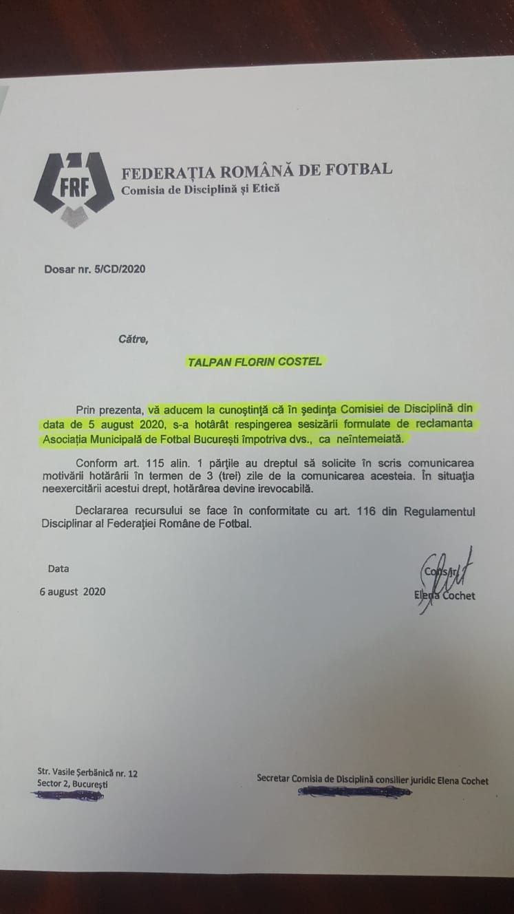 VICTORIE a lui Talpan in fata AMFB! Comisia FRF a dat verdictul in cazul 'razboiului' cu Lumanare! Raspunsul juristului CSA_4